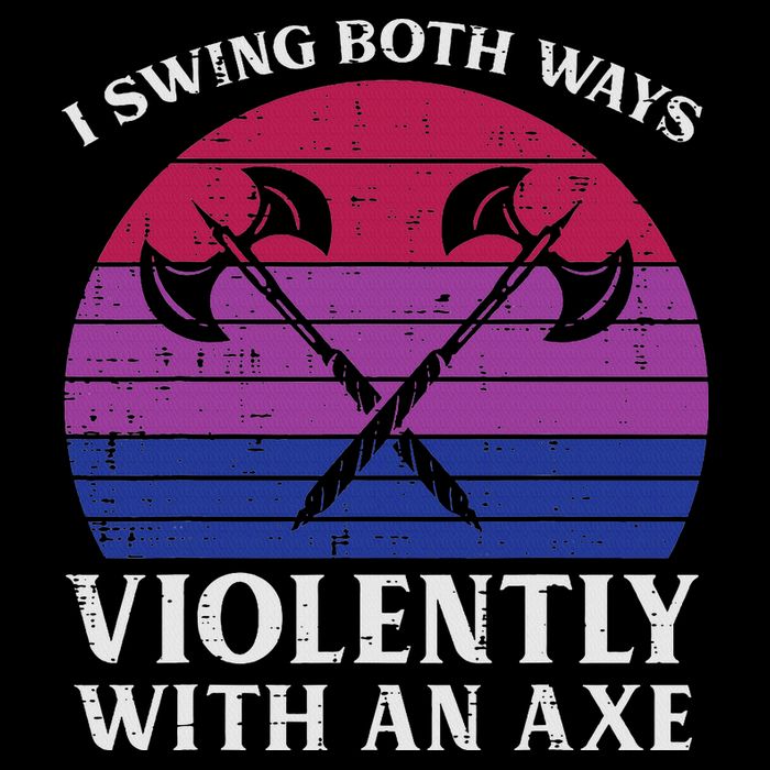 Bisexual I Swing Both Ways Axe Funny Bi Pride Flag Lgbtq Full-Length Apron With Pockets