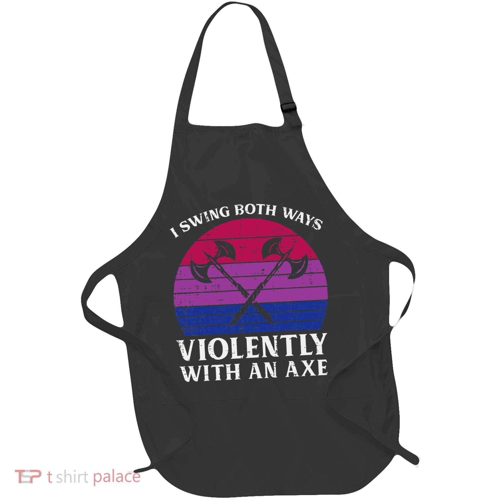 Bisexual I Swing Both Ways Axe Bi Pride Flag Lgbtq Full-Length Apron With Pockets