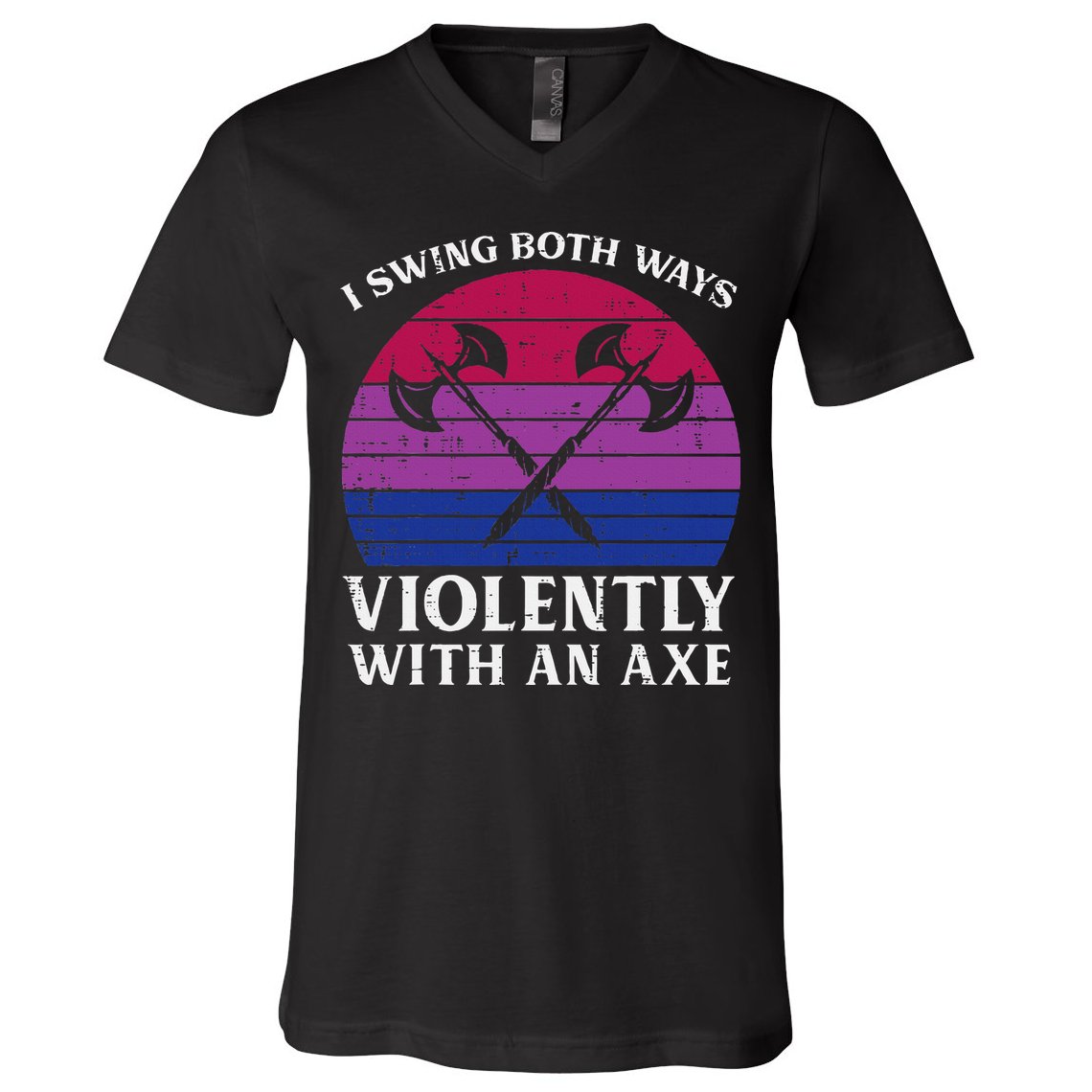 Bisexual I Swing Both Ways Axe Bi Pride Flag Lgbtq V-Neck T-Shirt