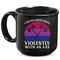 Bisexual I Swing Both Ways Axe Bi Pride Flag Lgbtq 15oz Campfire Ceramic Mug