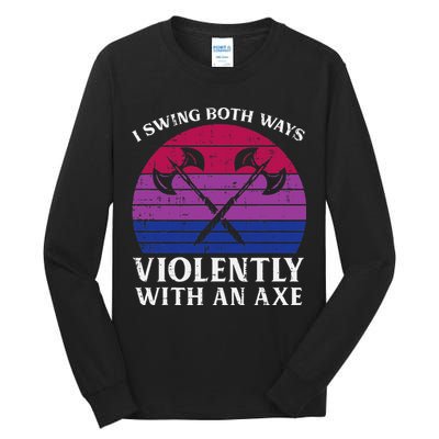 Bisexual I Swing Both Ways Axe Bi Pride Flag Lgbtq Tall Long Sleeve T-Shirt