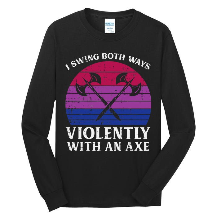 Bisexual I Swing Both Ways Axe Bi Pride Flag Lgbtq Tall Long Sleeve T-Shirt