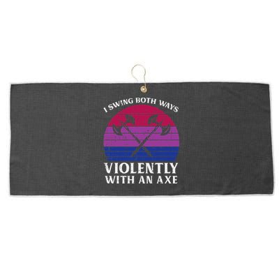 Bisexual I Swing Both Ways Axe Bi Pride Flag Lgbtq Large Microfiber Waffle Golf Towel