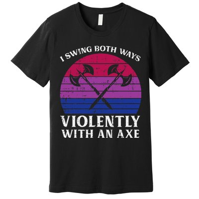 Bisexual I Swing Both Ways Axe Bi Pride Flag Lgbtq Premium T-Shirt