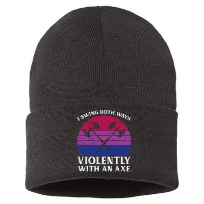 Bisexual I Swing Both Ways Axe Bi Pride Flag Lgbtq Sustainable Knit Beanie