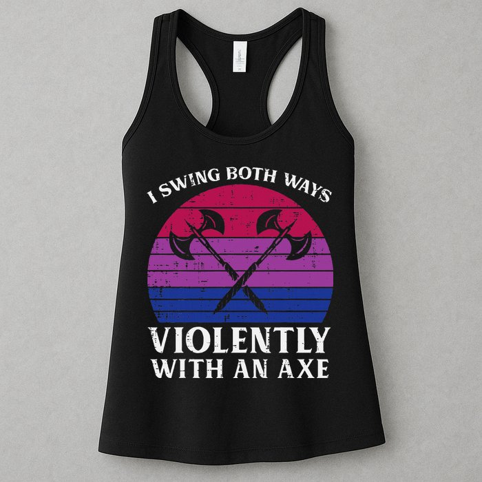 Bisexual I Swing Both Ways Axe Bi Pride Flag Lgbtq Womens Tank Top