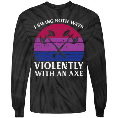 Bisexual I Swing Both Ways Axe Bi Pride Flag Lgbtq Tie-Dye Long Sleeve Shirt