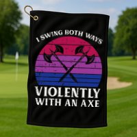 Bisexual I Swing Both Ways Axe Bi Pride Flag Lgbtq Golf Towel