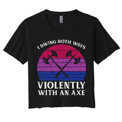Bisexual I Swing Both Ways Axe Bi Pride Flag Lgbtq Crop Top