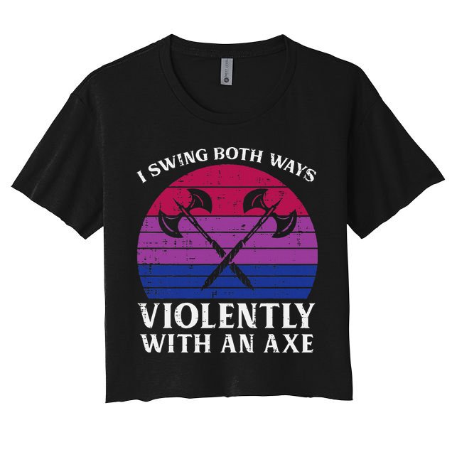 Bisexual I Swing Both Ways Axe Bi Pride Flag Lgbtq Crop Top