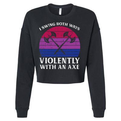 Bisexual I Swing Both Ways Axe Bi Pride Flag Lgbtq Cropped Pullover Crew