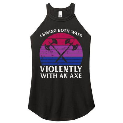 Bisexual I Swing Both Ways Axe Bi Pride Flag Lgbtq Women's Perfect Tri Rocker Tank