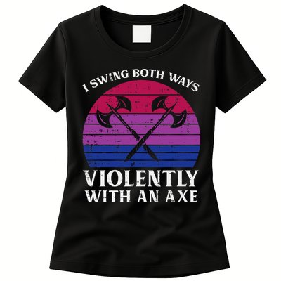 Bisexual I Swing Both Ways Axe Bi Pride Flag Lgbtq Womens T-Shirt