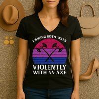 Bisexual I Swing Both Ways Axe Bi Pride Flag Lgbtq Women's V-Neck T-Shirt