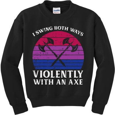 Bisexual I Swing Both Ways Axe Bi Pride Flag Lgbtq Kids Sweatshirt