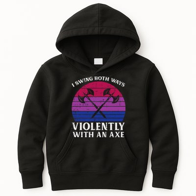 Bisexual I Swing Both Ways Axe Bi Pride Flag Lgbtq Kids Hoodie
