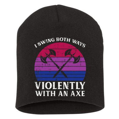 Bisexual I Swing Both Ways Axe Bi Pride Flag Lgbtq Short Acrylic Beanie