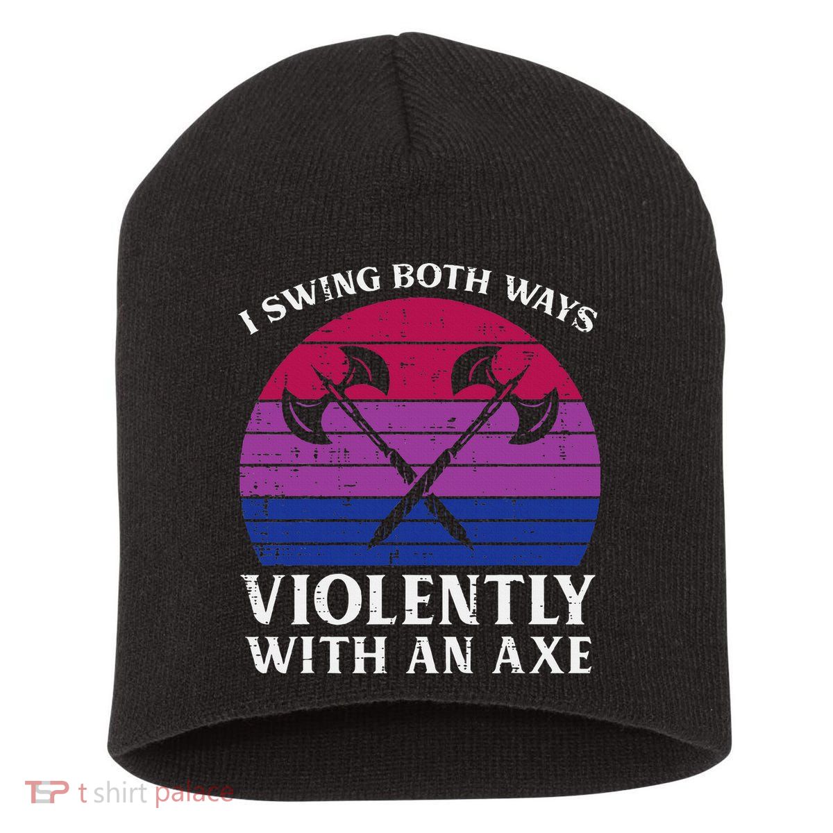 Bisexual I Swing Both Ways Axe Bi Pride Flag Lgbtq Short Acrylic Beanie