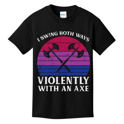 Bisexual I Swing Both Ways Axe Bi Pride Flag Lgbtq Kids T-Shirt