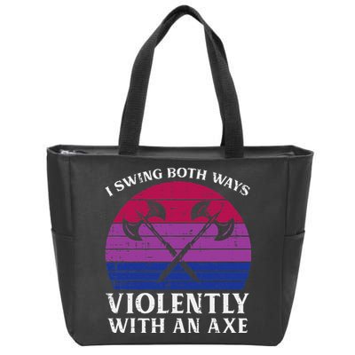 Bisexual I Swing Both Ways Axe Bi Pride Flag Lgbtq Zip Tote Bag