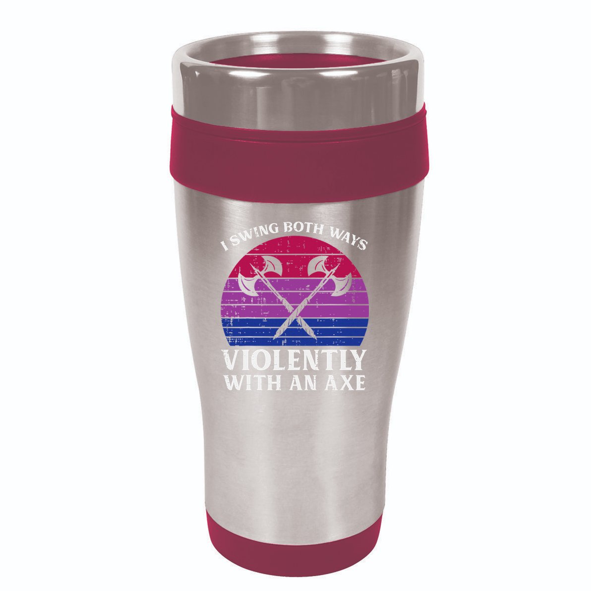 Bisexual I Swing Both Ways Axe Bi Pride Flag Lgbtq 16oz Travel Tumbler
