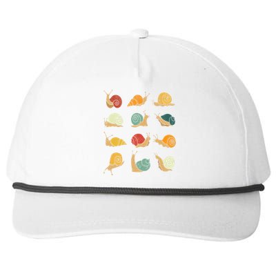 Beautifully Illustrated Snails Vintage Snail Lover Snapback Five-Panel Rope Hat