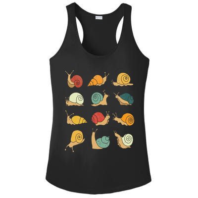 Beautifully Illustrated Snails Vintage Snail Lover Ladies PosiCharge Competitor Racerback Tank