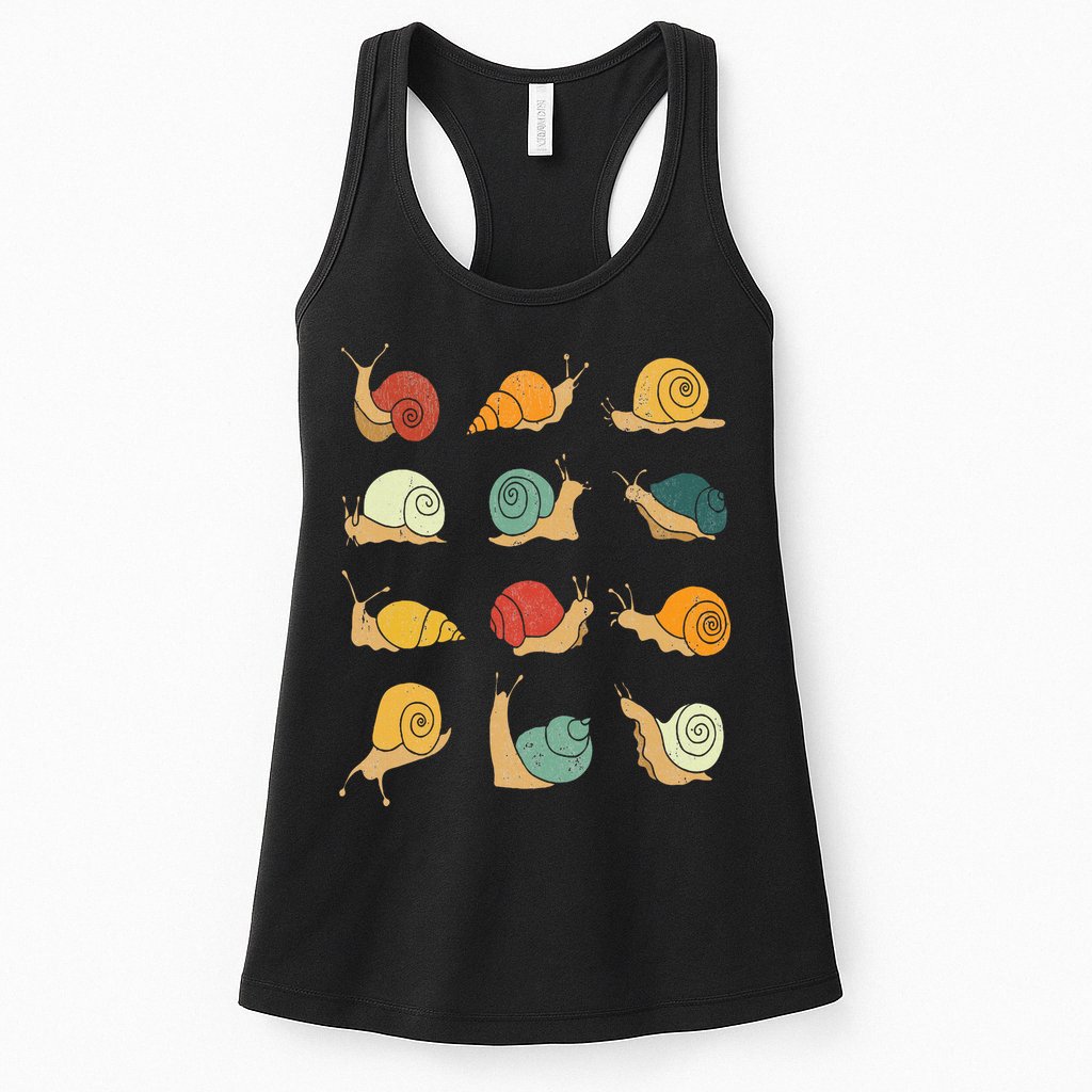Beautifully Illustrated Snails Vintage Snail Lover Womens Tank Top