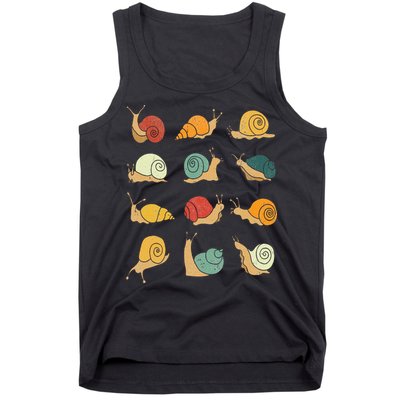 Beautifully Illustrated Snails Vintage Snail Lover Tank Top