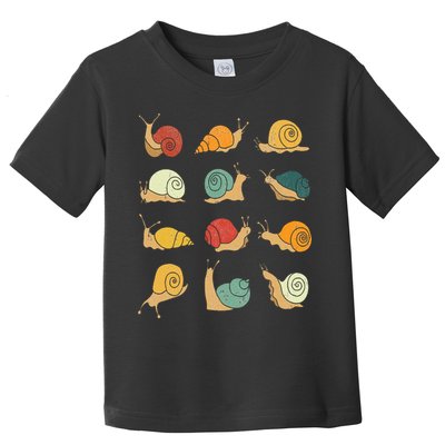 Beautifully Illustrated Snails Vintage Snail Lover Toddler T-Shirt