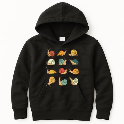 Beautifully Illustrated Snails Vintage Snail Lover Kids Hoodie