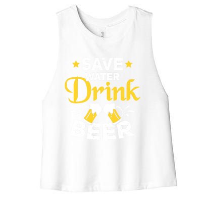 Beer Ing Save Water Beer Funny Oktoberfest Gift Women's Racerback Cropped Tank