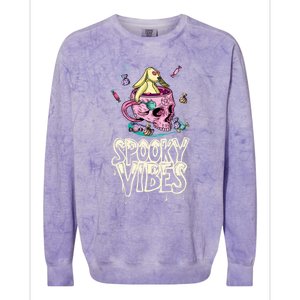 Bunny In Skull Mug Candy Spooky Vibes Halloween Meaningful Gift Colorblast Crewneck Sweatshirt