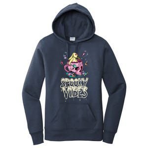 Bunny In Skull Mug Candy Spooky Vibes Halloween Meaningful Gift Women's Pullover Hoodie