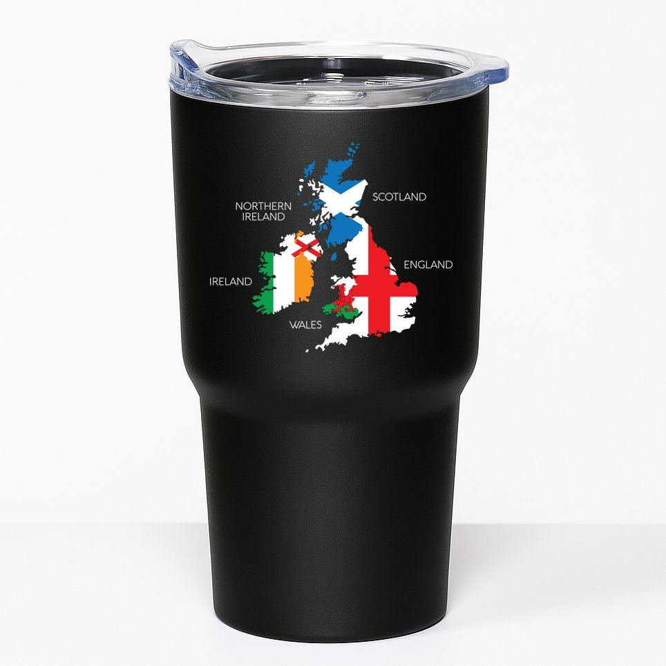 British Isles Sea Ireland Scotland Wales England Map Coins Tumbler