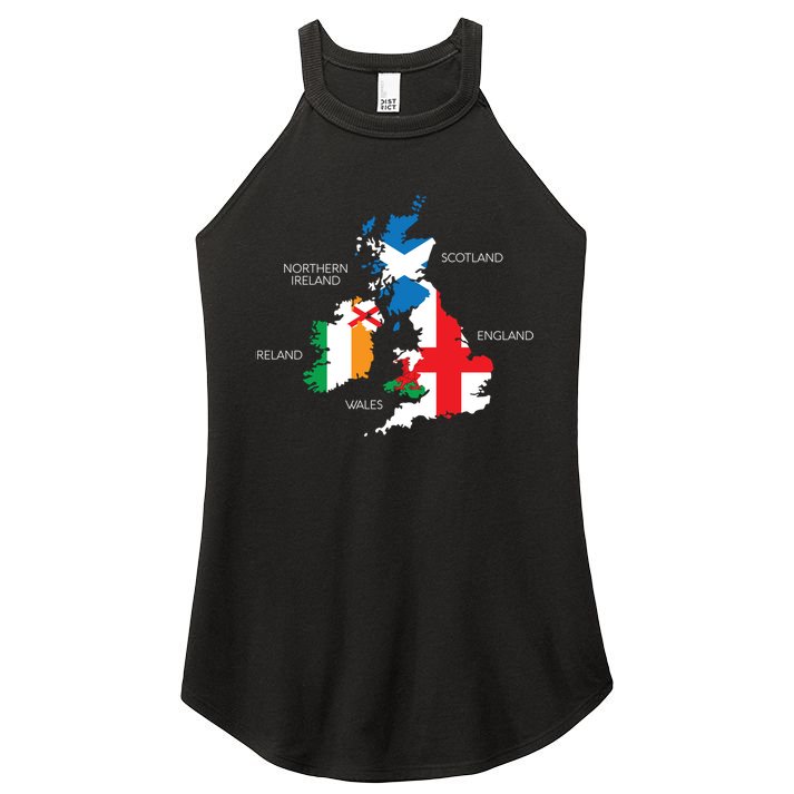 British Isles Sea Ireland Scotland Wales England Map Coins Women's Perfect Tri Rocker Tank