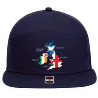British Isles Sea Ireland Scotland Wales England Map Coins 7 Panel Mesh Trucker Snapback Hat