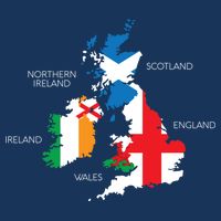 British Isles Sea Ireland Scotland Wales England Map Coins 7 Panel Mesh Trucker Snapback Hat