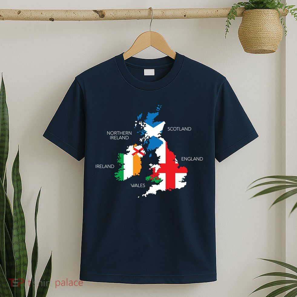 British Isles Sea Ireland Scotland Wales England Map Coins T-Shirt