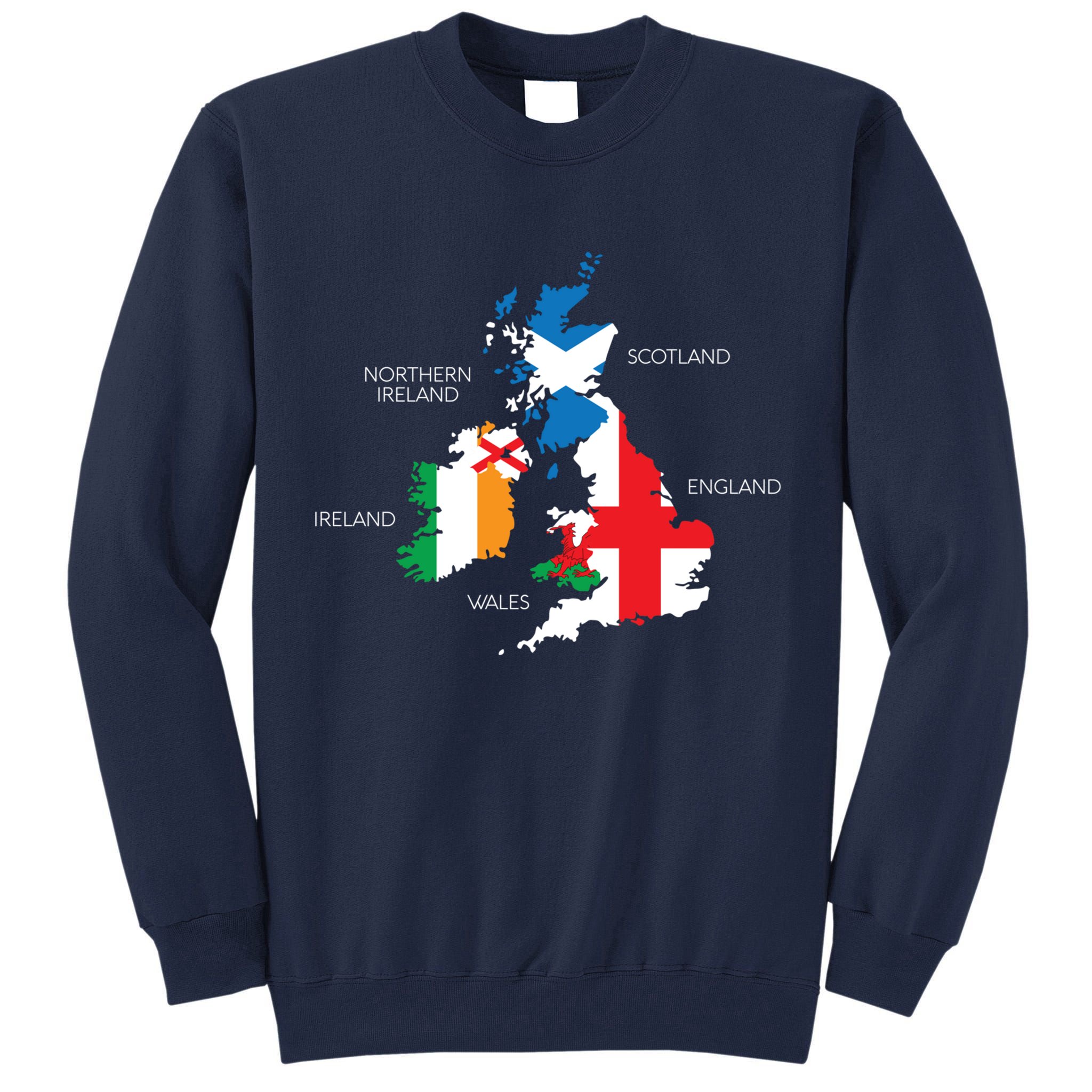 British Isles Sea Ireland Scotland Wales England Map Coins Tall Sweatshirt