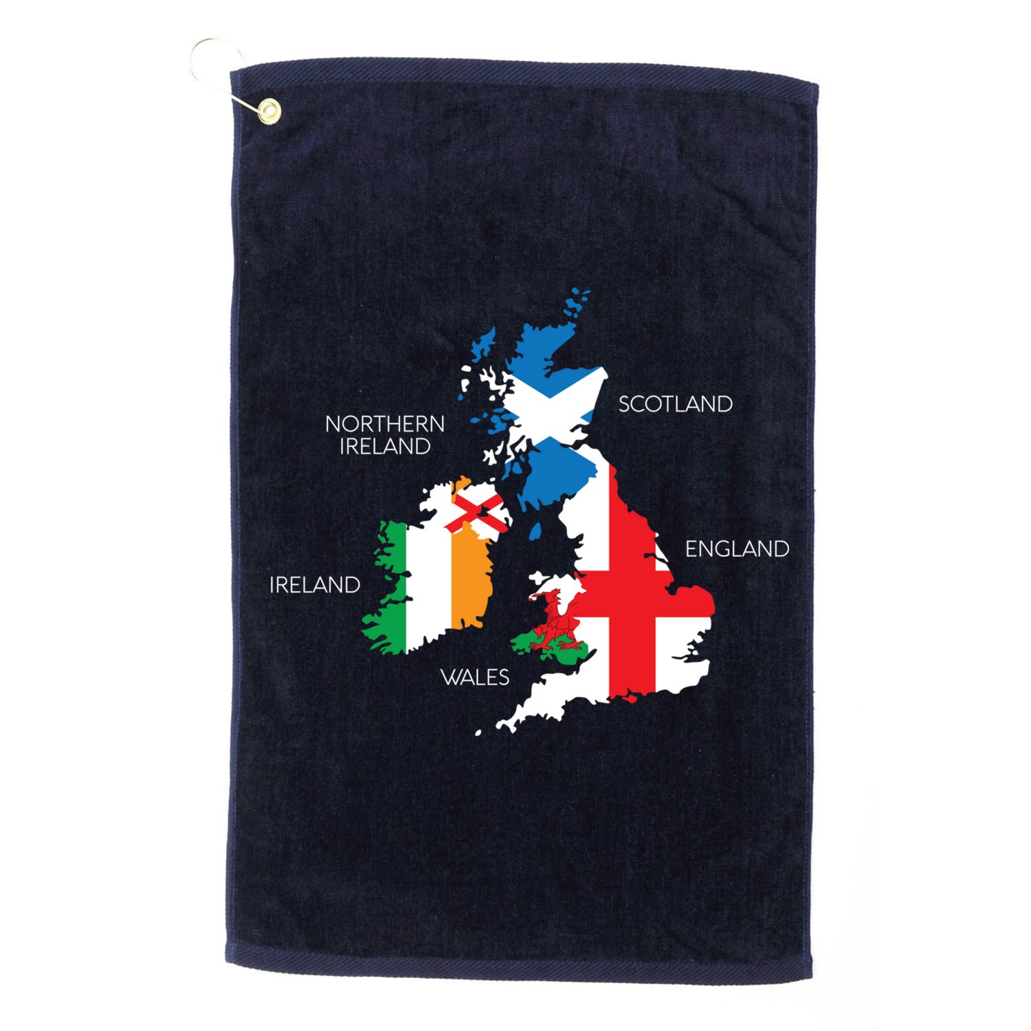 British Isles Sea Ireland Scotland Wales England Map Coins Golf Towel