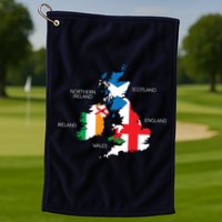 British Isles Sea Ireland Scotland Wales England Map Coins Golf Towel