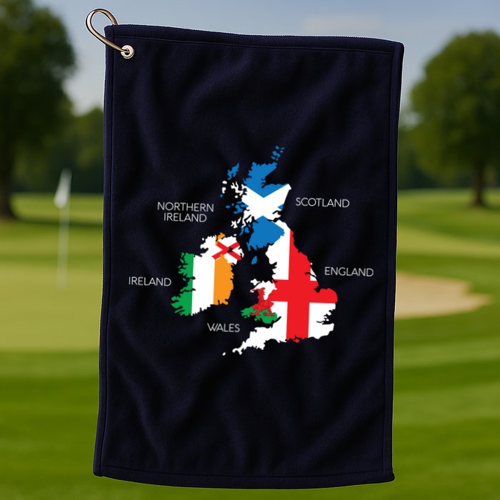 British Isles Sea Ireland Scotland Wales England Map Coins Golf Towel