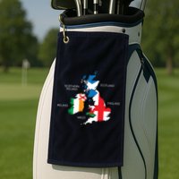 British Isles Sea Ireland Scotland Wales England Map Coins Golf Towel