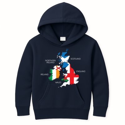 British Isles Sea Ireland Scotland Wales England Map Coins Kids Hoodie
