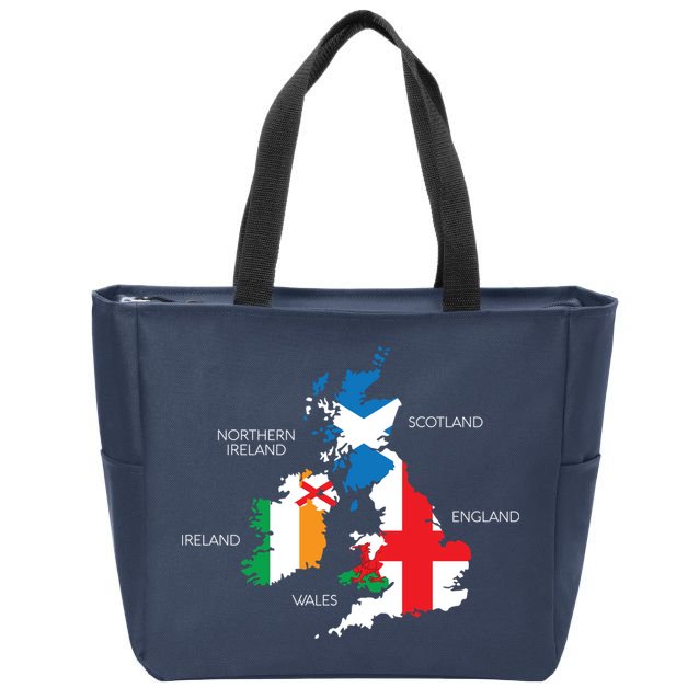 British Isles Sea Ireland Scotland Wales England Map Coins Zip Tote Bag