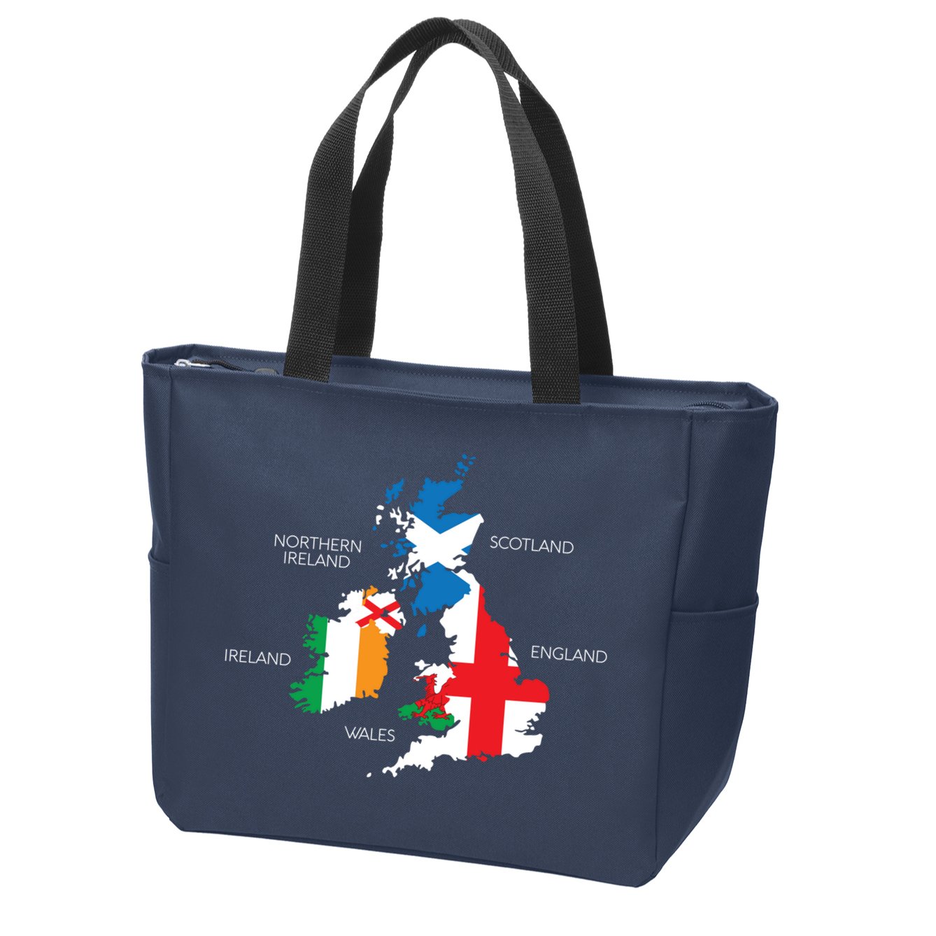British Isles Sea Ireland Scotland Wales England Map Coins Zip Tote Bag