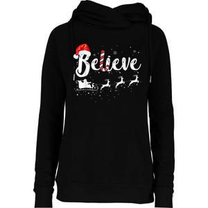 Believe In Santa Claus Believe Christmas Pajama Christmas Womens Funnel Neck Pullover Hood