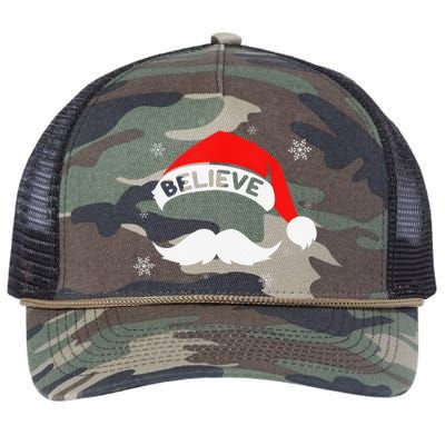 Believe In Santa Claus Christmas Xmas Santa Hat Retro Rope Trucker Hat Cap