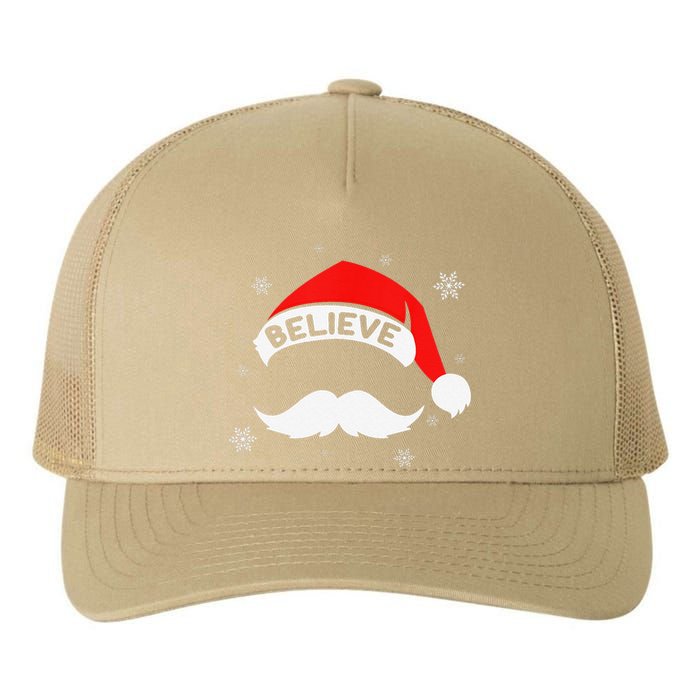 Believe In Santa Claus Christmas Xmas Santa Hat Yupoong Adult 5-Panel Trucker Hat